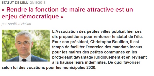 Pour Christophe Bouillon, Président de l'APVF: « Rendre la fonction de maire attractive est un enjeu démocratique » sur courrierdesmaires.fr