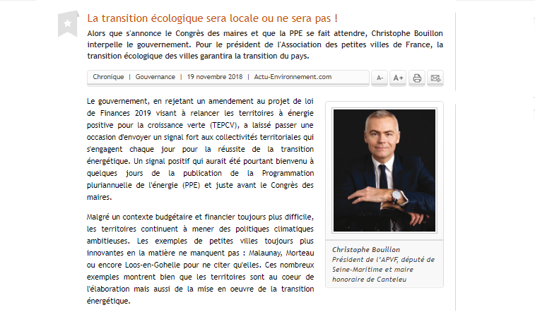 « La transition énergétique sera locale ou ne sera pas » pour Christophe Bouillon