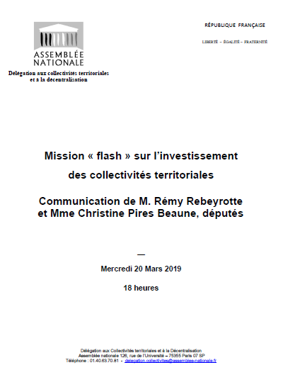 Mission « Flash » investissement local : l’Assemblée nationale a publié son rapport