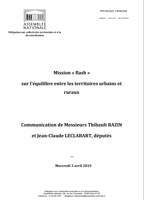 Cohésion des territoires : Les conclusions de la Mission « flash » sur l’équilibre entre les territoires urbains et ruraux présentées