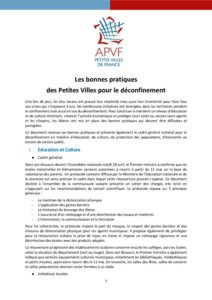 D&eacute;confinement : synth&egrave;se des bonnes pratiques dans les petites villes - d&eacute;cembre 13