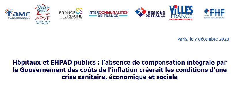 Hôpitaux et EHPAD publics : l’absence de compensation intégrale par le Gouvernement des coûts de l’inflation créerait les conditions d’une crise sanitaire, économique et sociale