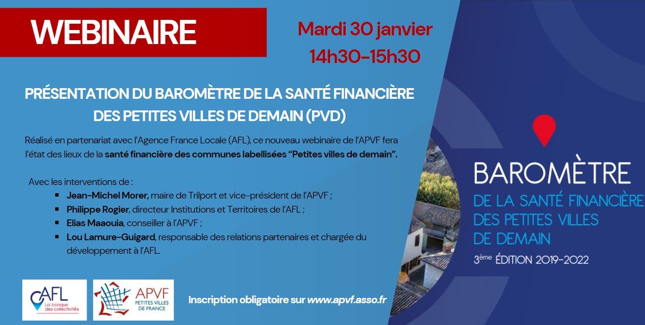 Webinaire : présentation du baromètre de la santé financière des Petites Villes de Demain (PVD) - 30 janvier 2024