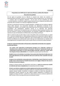 Propositions de l’APVF dans le cadre de la Mission confiée à Éric Woerth sur la décentralisation - avril 23