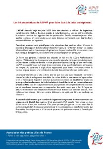 16 propositions de l'APVF sur le logement