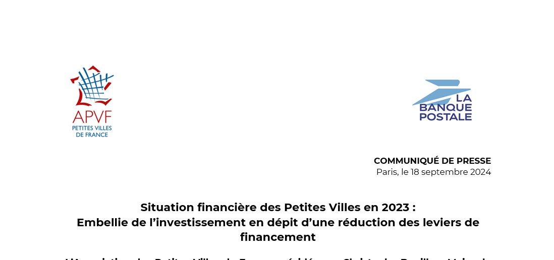 Situation financière des Petites Villes en 2023 : embellie de l’investissement en dépit d’une réduction des leviers de financement