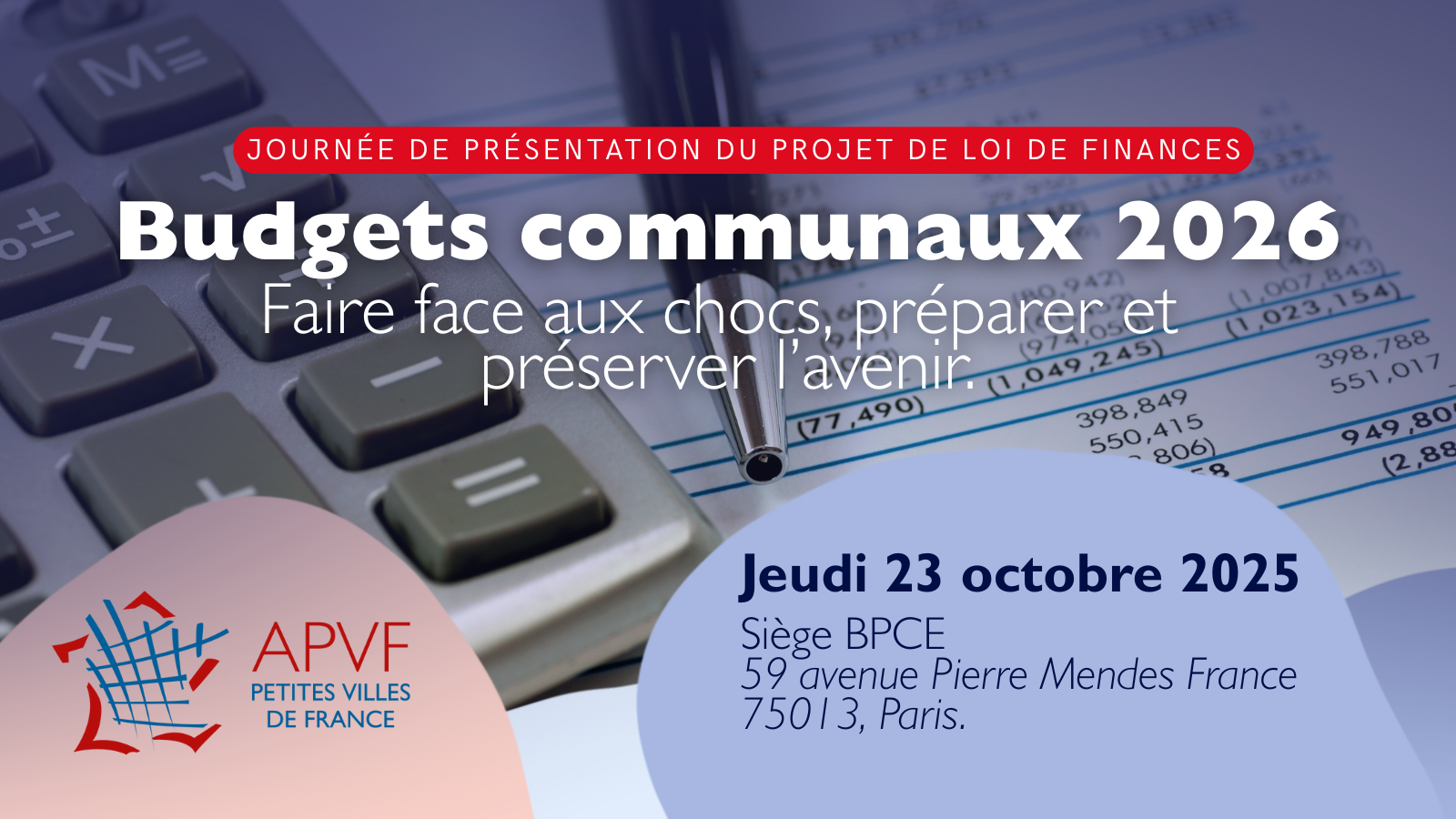 Journée Finances locales : Budgets communaux 2026 - Faire face aux chocs et préparer l'avenir