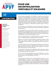 Contribution de l&rsquo;APVF &ndash; Pour une d&eacute;centralisation v&eacute;ritable et solidaire